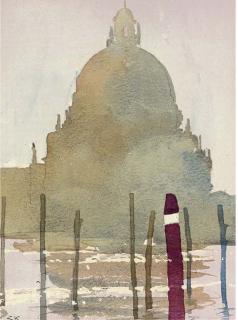 Stan Kaminski, A.R.B.S.A., W.N.A.G. - Santa Maria della Salute from the Grand Canal, Venice; and Three views of San Giorgio Maggiore from the lagoon