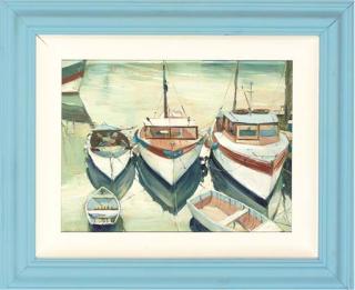Stan Kaminski, A.R.B.S.A., W.N.A.G. - Three Boats, Newlyn; And Moored Boats, St. Ives