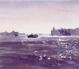 Stan Kaminski, A.R.B.S.A. - View across the Lido