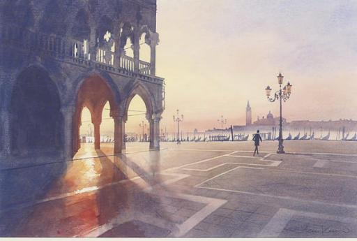Stan Kaminski, R.B.S.A., W.N.A.G. - The Doge\'S Palace And The Piazzetta Di San Marco, Venice, At Sunrise