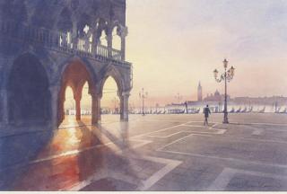 Stan Kaminski, R.B.S.A., W.N.A.G. - The Doge\'S Palace And The Piazzetta Di San Marco, Venice, At Sunrise