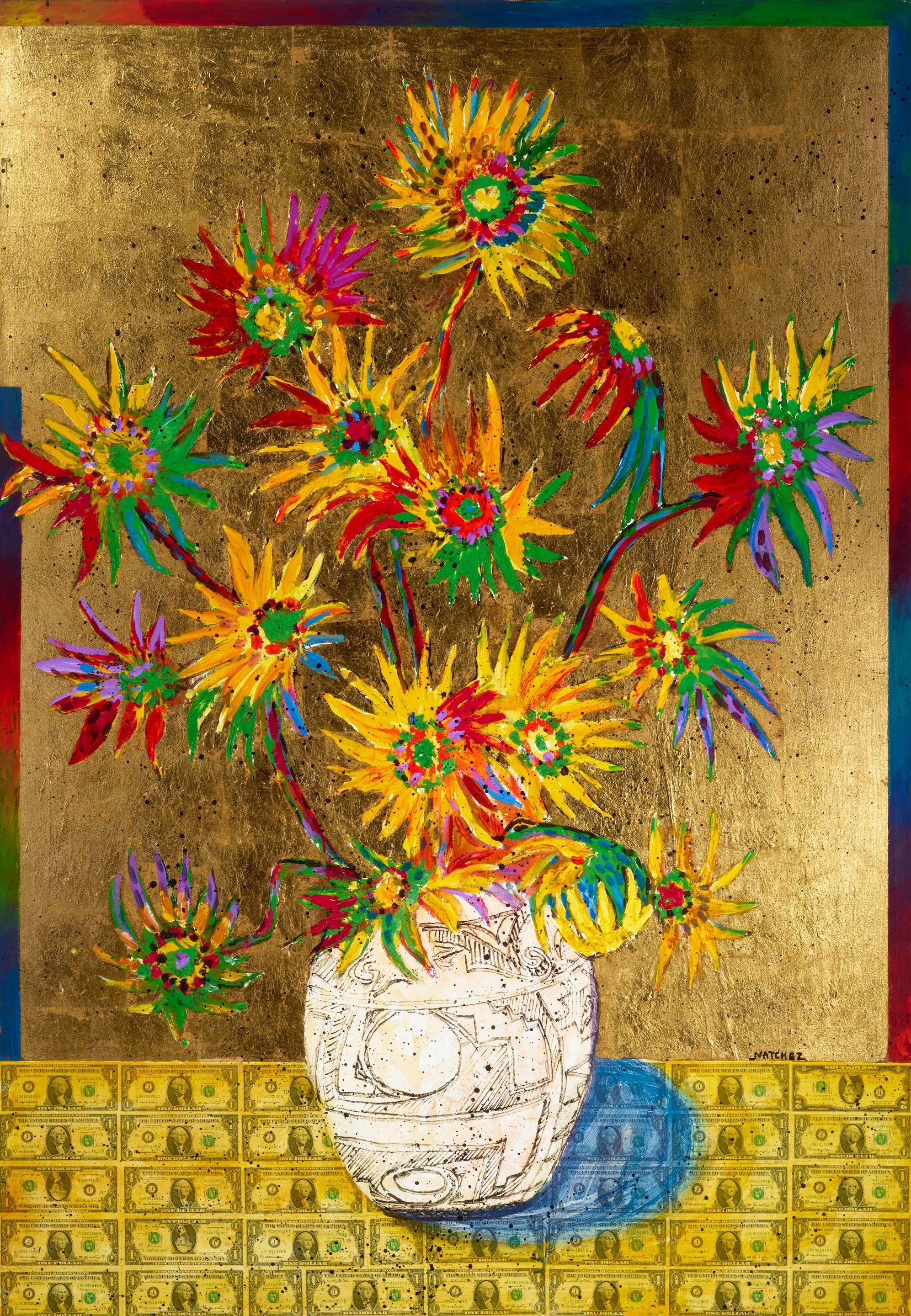 Stan Natchez - floral arrangement in Zuni jar