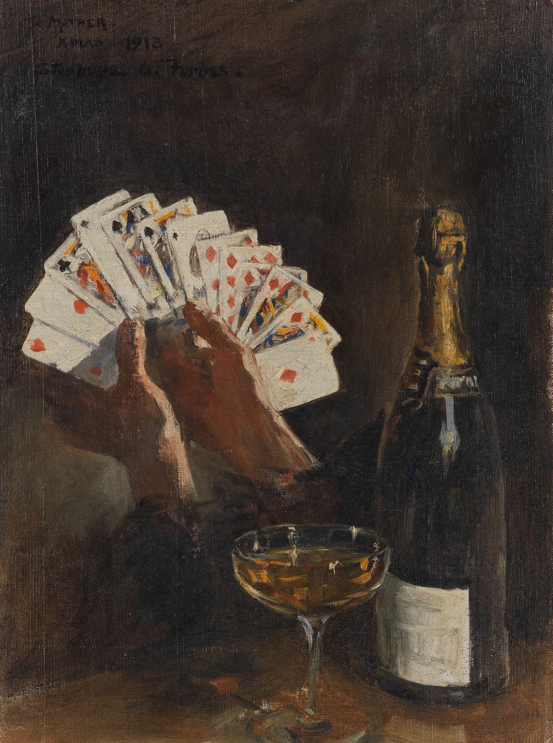 Stanhope Alexander Forbes, RA - Champagne and playing cards