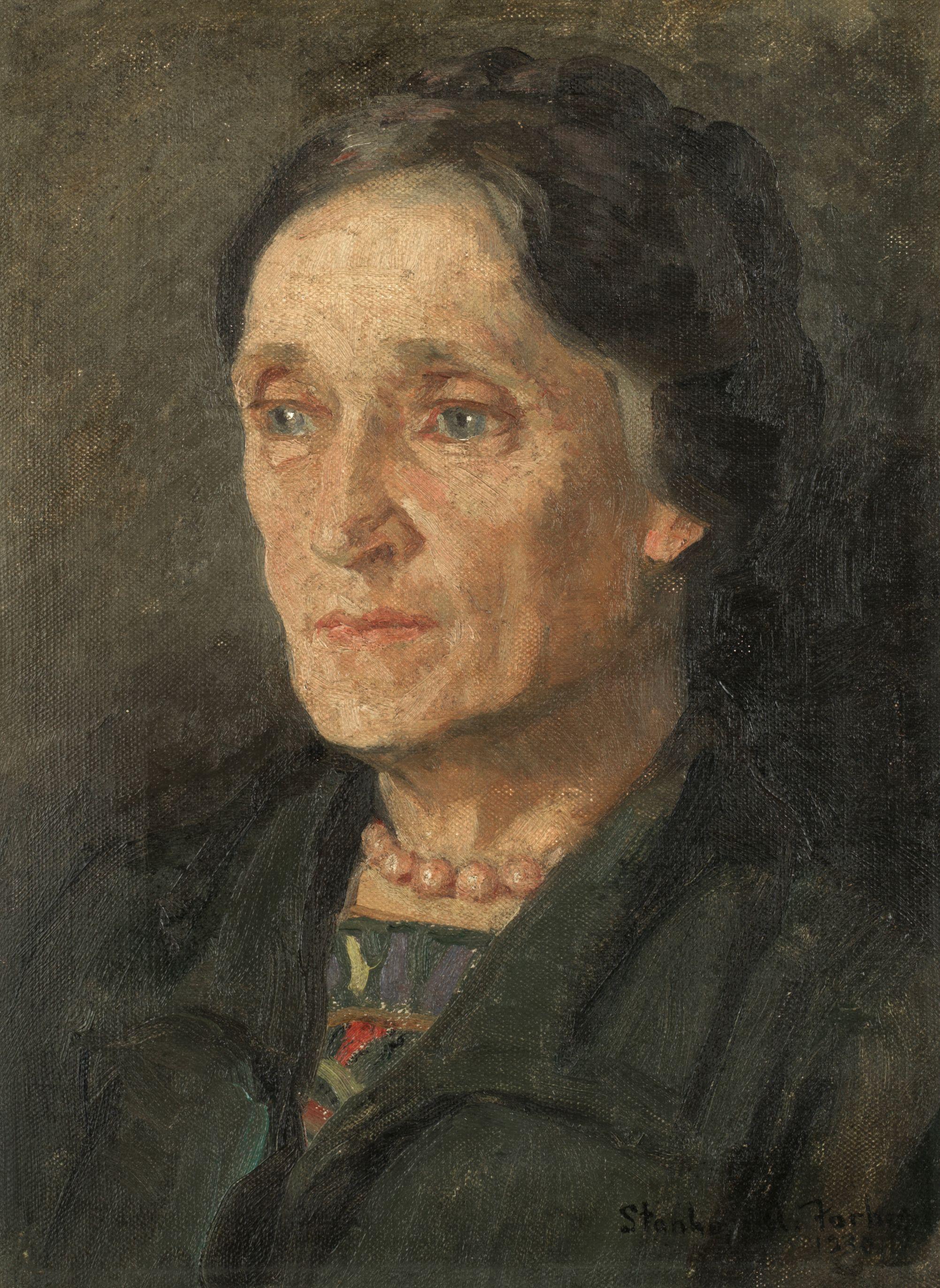 Stanhope Alexander Forbes, RA - Portrait Of A Lady Wearing A Bead Necklace