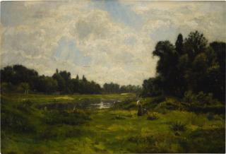 Stanislas Lépine - Bords de seine la traverselle envasée entre deux îles