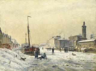 Stanislas Lépine - French le Bassin De La Villette En Hiver