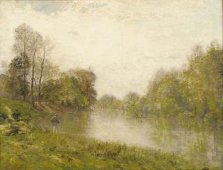 Stanislas Lépine - Le pêcheur au bord de la Marne à Charenton