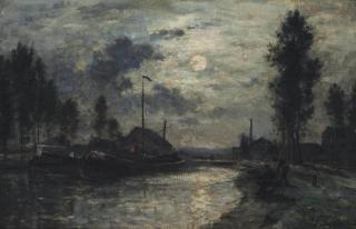 Stanislas Victor Édouard Lépine - Le Canal Saint-Denis, Clair De Lune