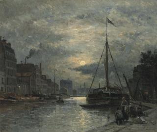Stanislas-Victor-Edouard Lépine - Le Canal Saint-Martin au Clair de Lune
