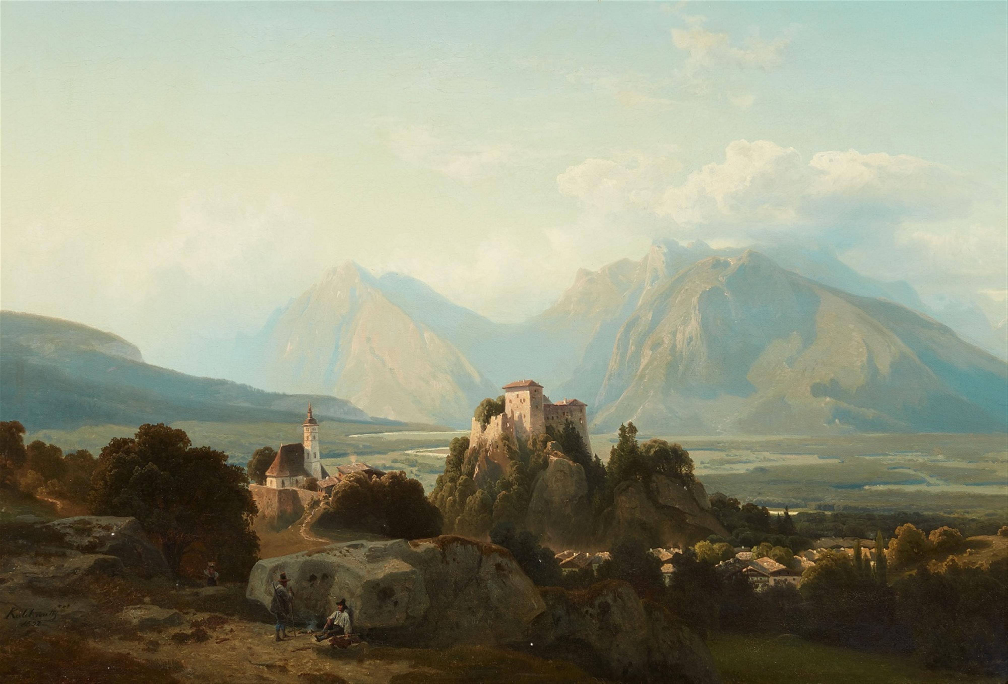 Stanislaus Graf von Kalckreuth - Gebirgslandschaft mit Burganlage