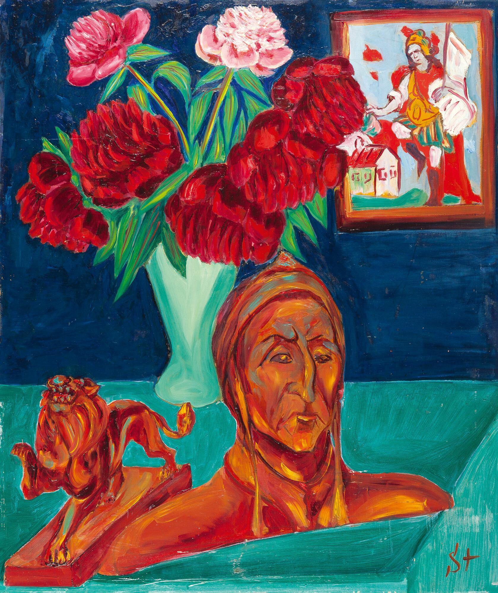 Stanislaus Stückgold - Recto: Stillleben mit Pfingstrosen – Verso: Damenporträt