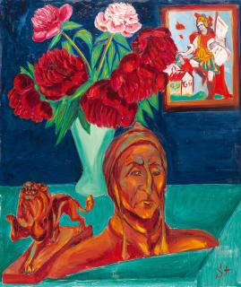 Stanislaus Stückgold - Recto: Stillleben mit Pfingstrosen – Verso: Damenporträt