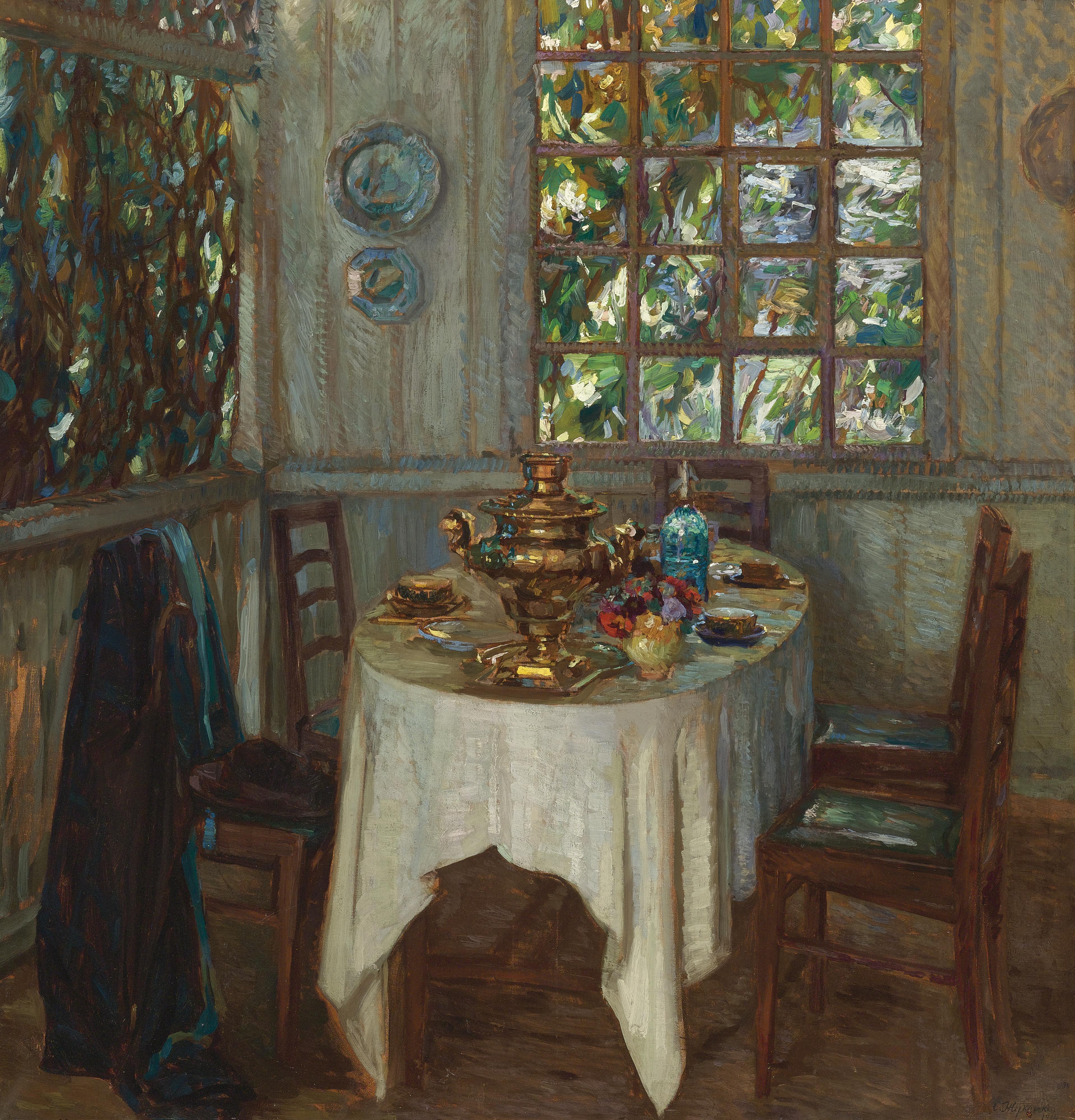 Stanislav Yulianovich Zhukovsky - Interior With Samovar