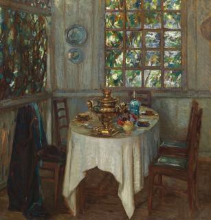 Stanislav Yulianovich Zhukovsky - Interior With Samovar