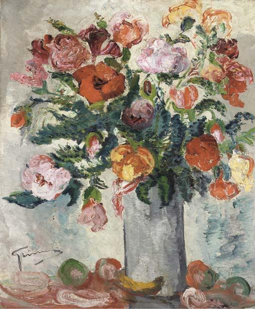 Stanley Grimm - Still life with vase of flowers