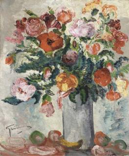 Stanley Grimm - Still life with vase of flowers