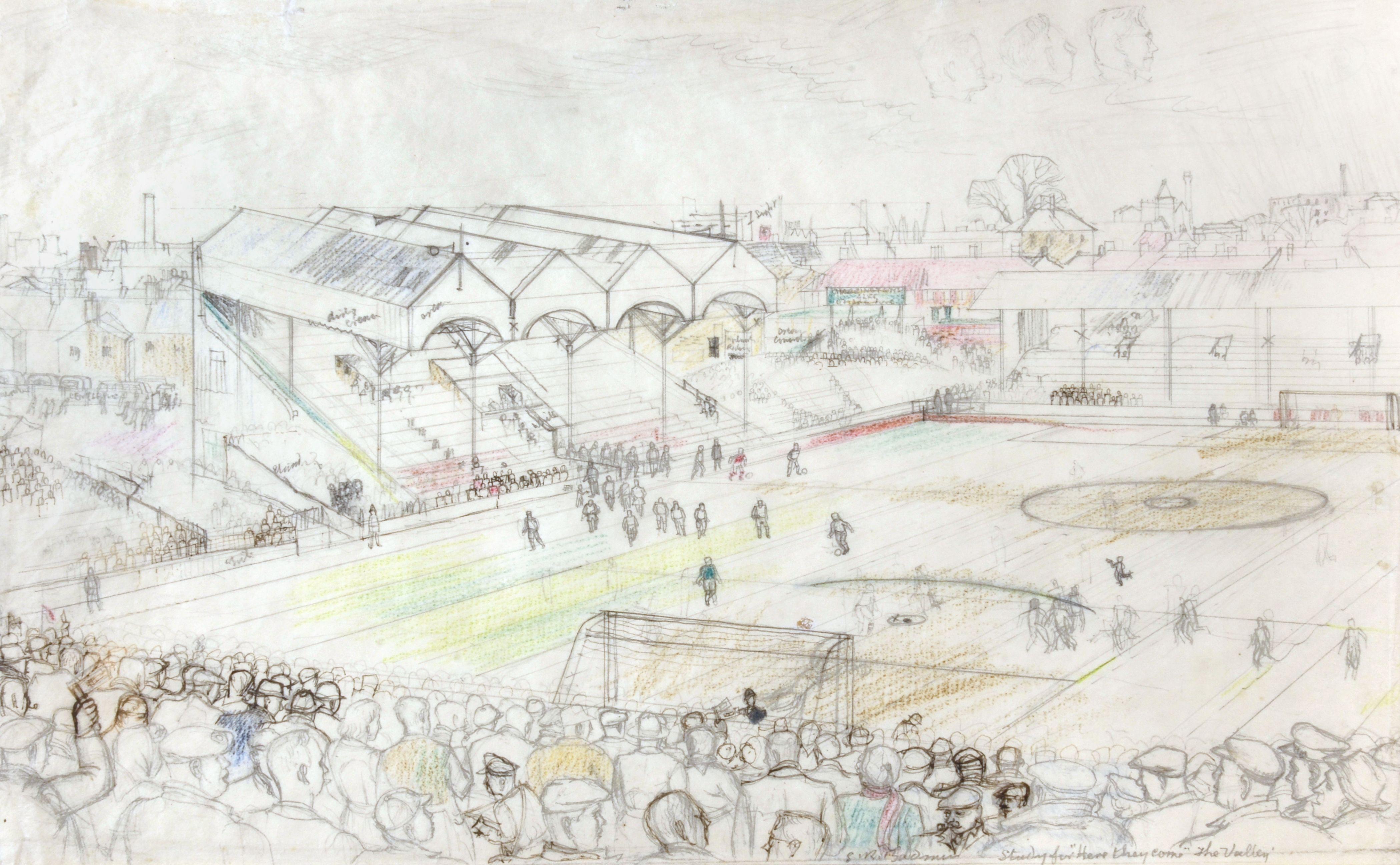 Stanley Roy Badmin R.W.S. - Study for \'Here They Come!\' The Valley\'