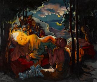 Stanton Macdonald-Wright - Death of the Buddha; Homage to Pierre Louÿs (double-sided) 42 x 50in