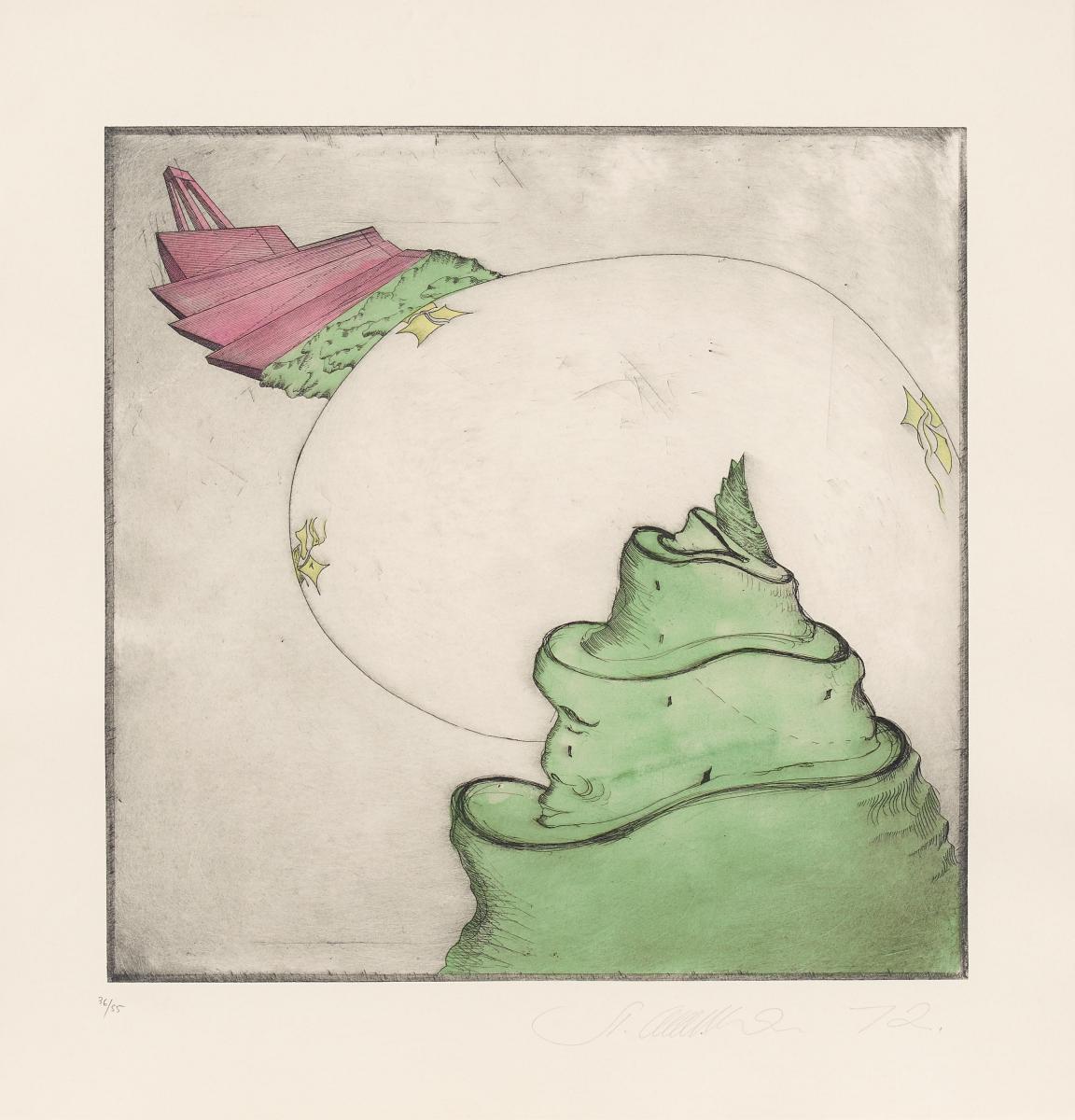 Stefan Wewerka - Die sieben Weltwunder  (5 Blätter aus einer Mappe mit 7 Arbeiten)