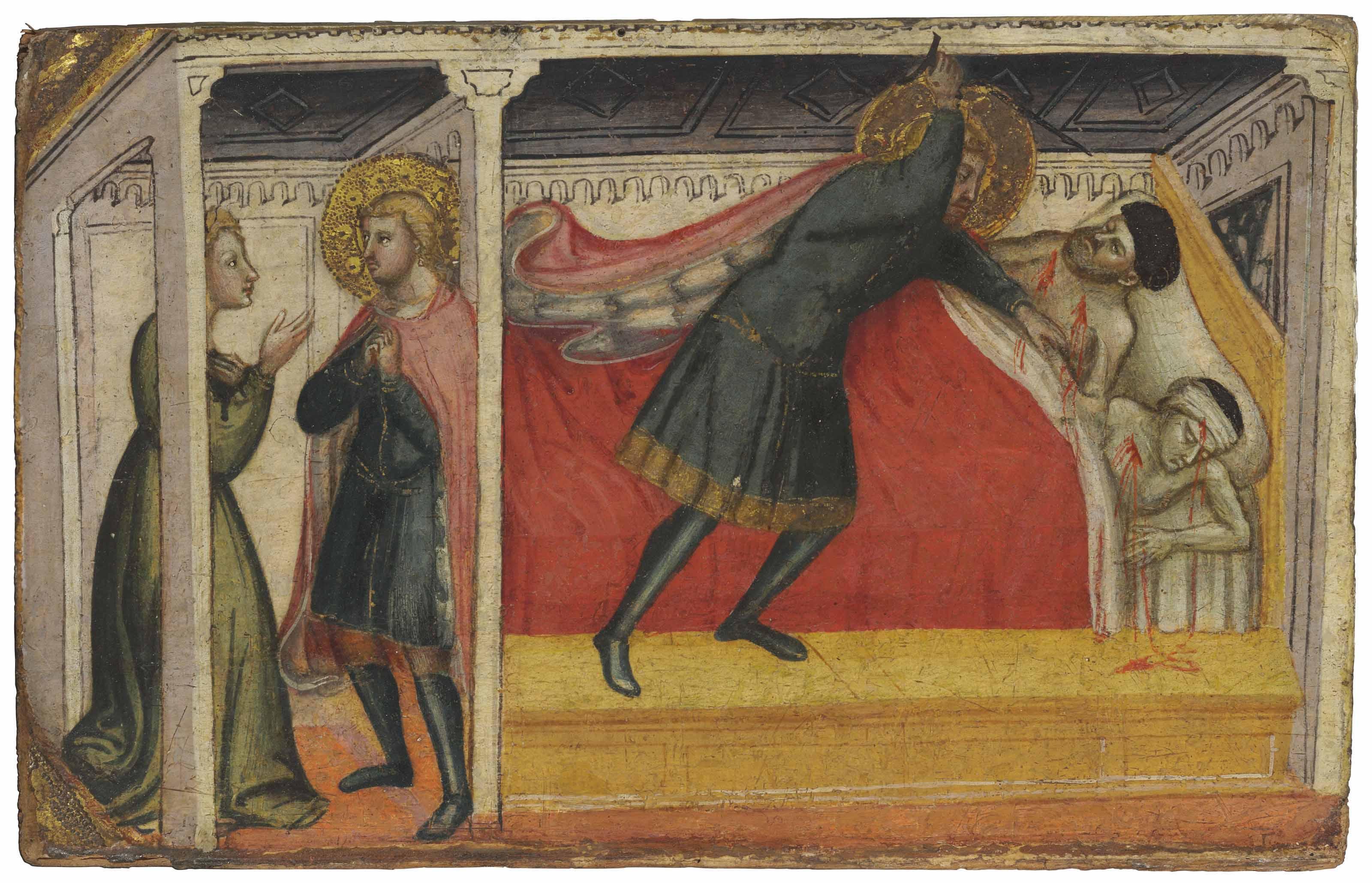 Stefano D\'Antonio Di Vanni - Saint Julian The Hospitaller Kills His Father And Mother And Confesses To His Wife