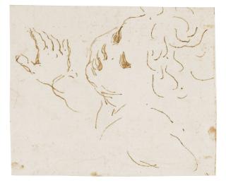 Stefano Della Bella - A Group Of Nine Small Sketches Including A Study Of The Head Of A Gargoyle, A Study Of Two Male Figures Conversing And A Set Of Four Studies Of Putti