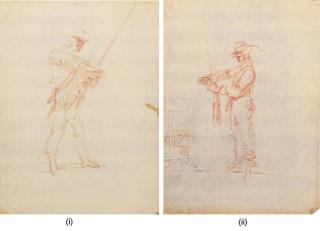 Stefano della Bella - A Man Charging His Gun, Turned To The Right; And A Man Charging His Gun, In Profile To The Left, With A Subsidiary Study of His  Hands
