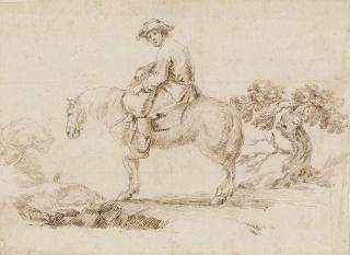 Stefano Della Bella - A man on a horse in a landscape