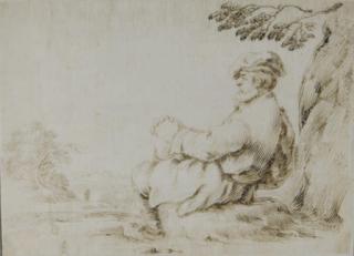 Stefano Della Bella - A man seated under a tree