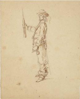 Stefano Della Bella - A Soldier In Profile To The Left Presenting Arms