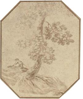 Stefano Della Bella - A tree with a hunter and dog beyond