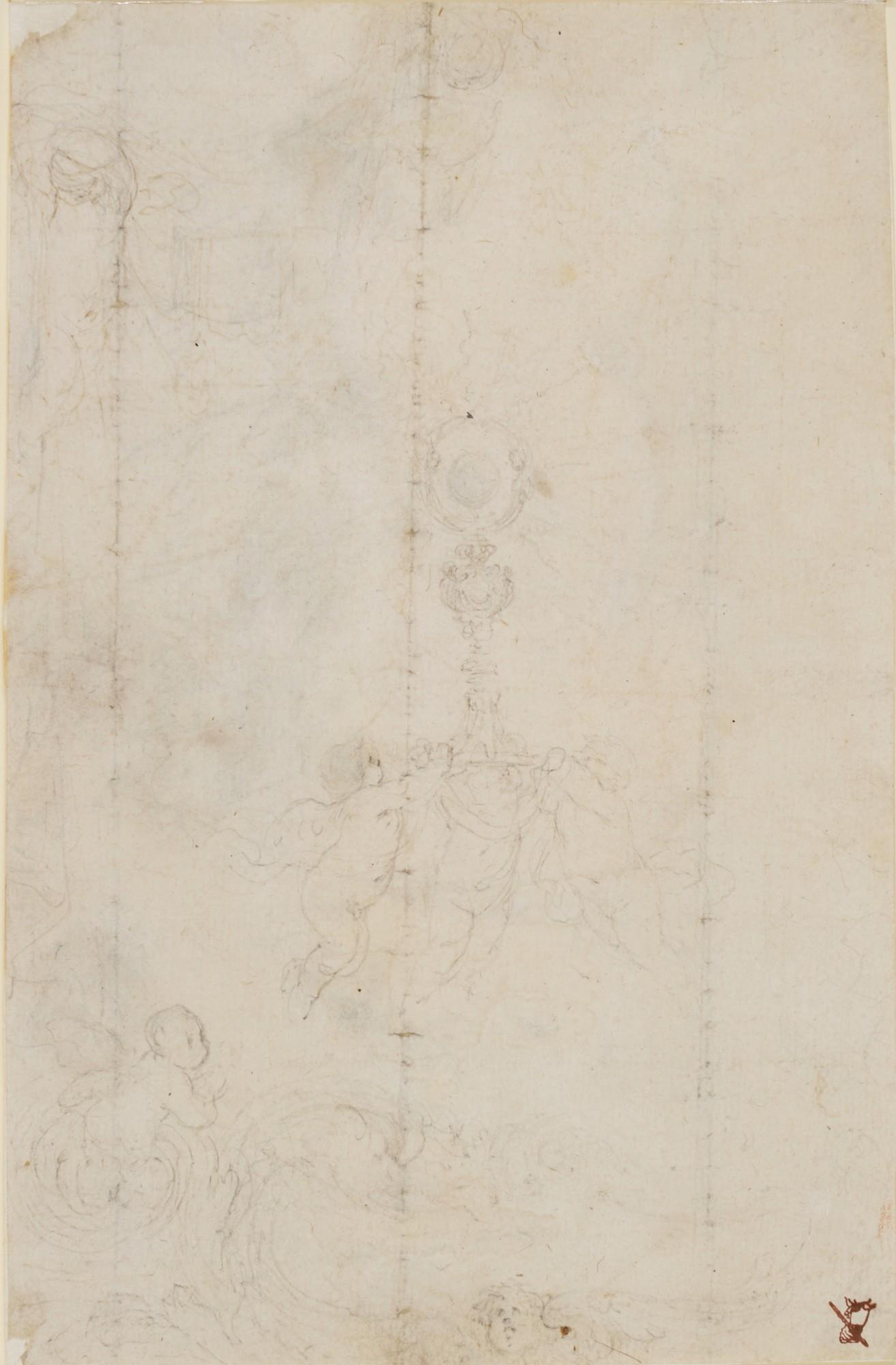 Stefano Della Bella - Design For The Exhibition Of A Monstrance And A Cartouche