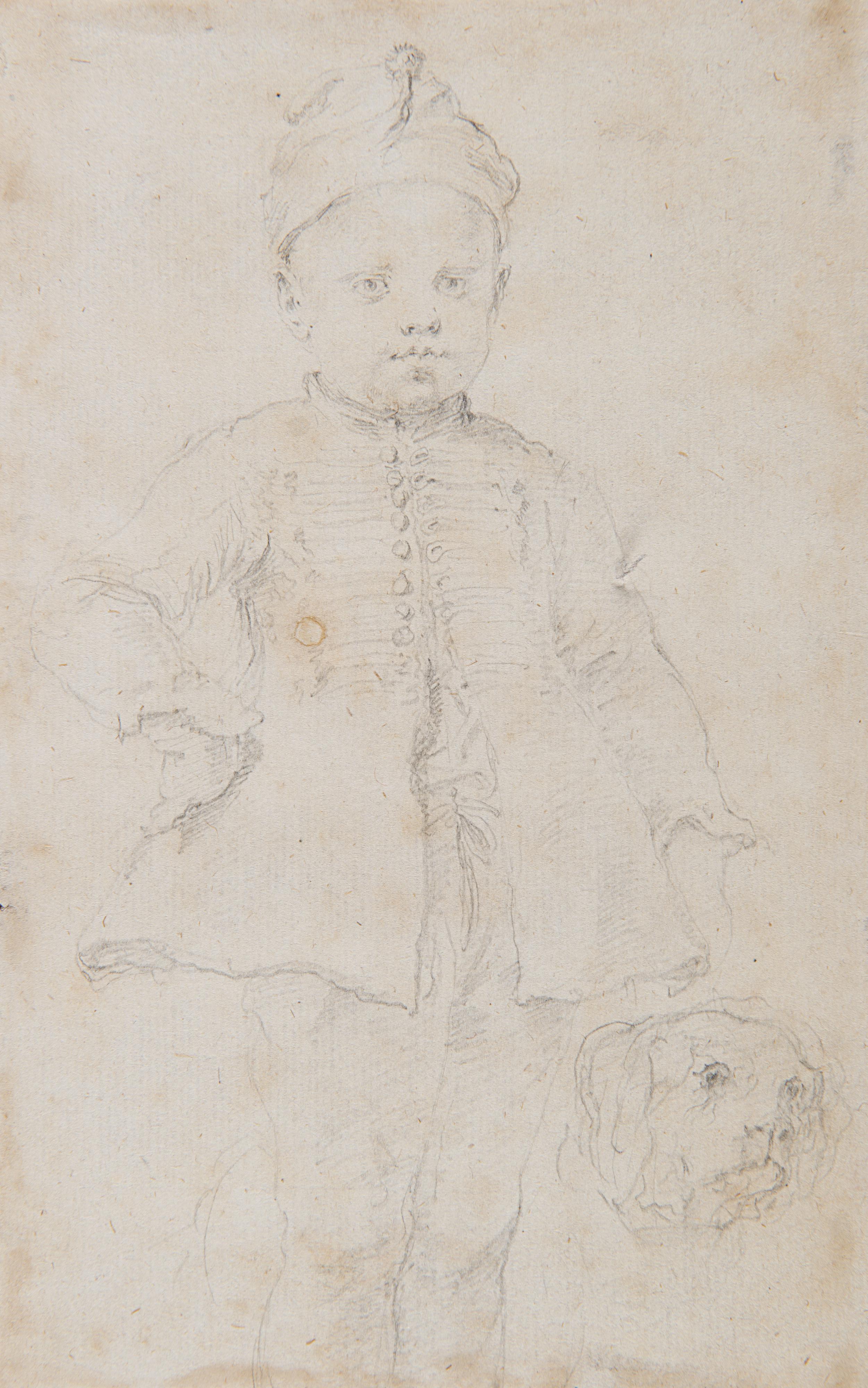 Stefano Della Bella - Portrait of a child with a dog, probably Cosimo III de Medici