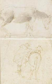 Stefano Della Bella - Un homme montant sur un cheval; et Un âne