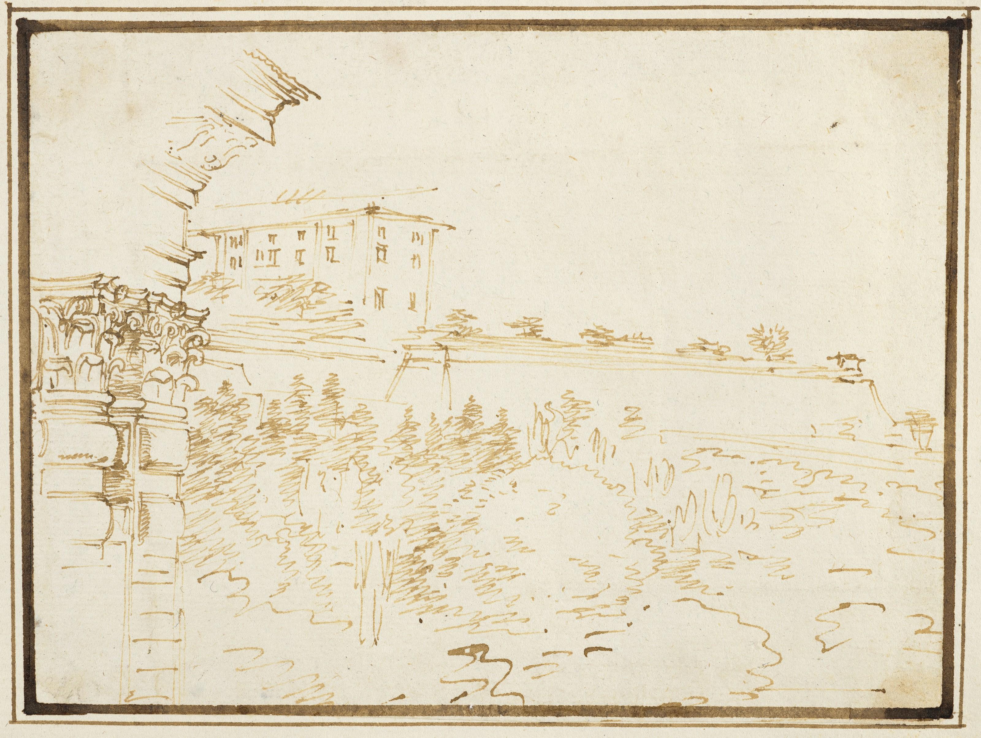 Stefano Della Bella - View of the Belvedere from the Pitti Palace, Florence