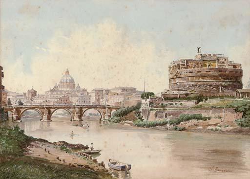 Stefano Donadoni - Castel Sant\' Angelo and the Ponte Sant\' Angelo, Rome