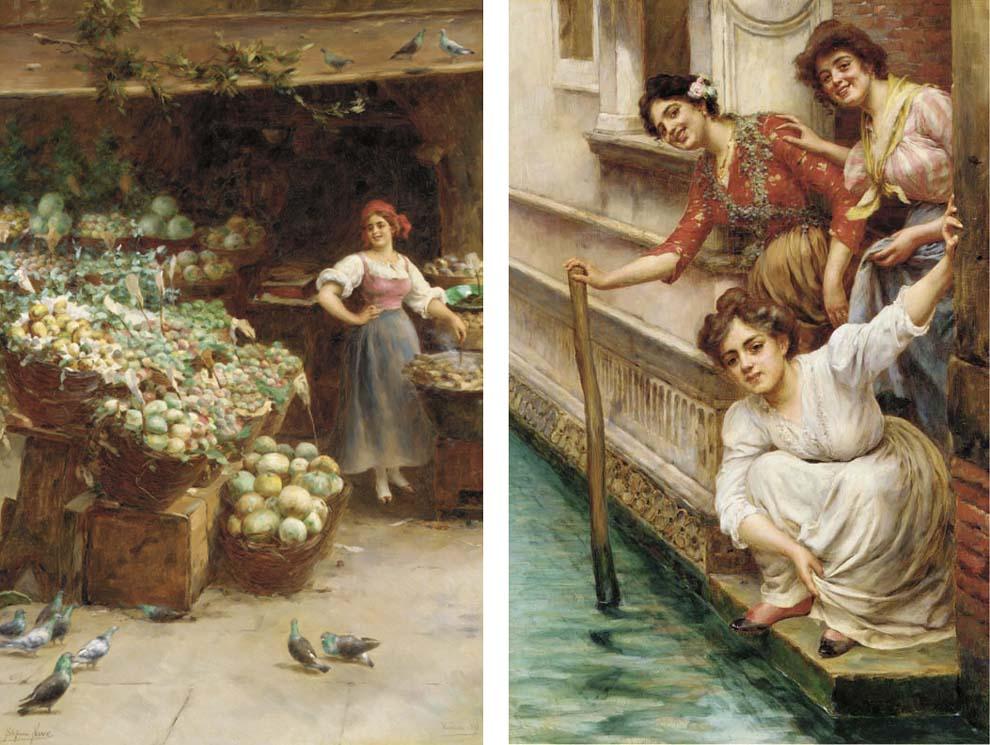 Stefano Novo - Awaiting the gondola; The fruit stall