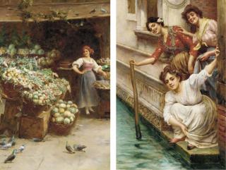Stefano Novo - Awaiting the gondola; The fruit stall