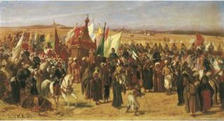 Stefano Ussi - Carovana nei pressi del Cairo, 1874