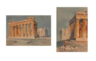Stefanos Lanza - Views of the Parthenon in Athens, a pair.