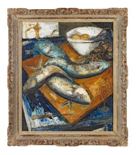 Stella Shawzin - Still life with fish (framed)