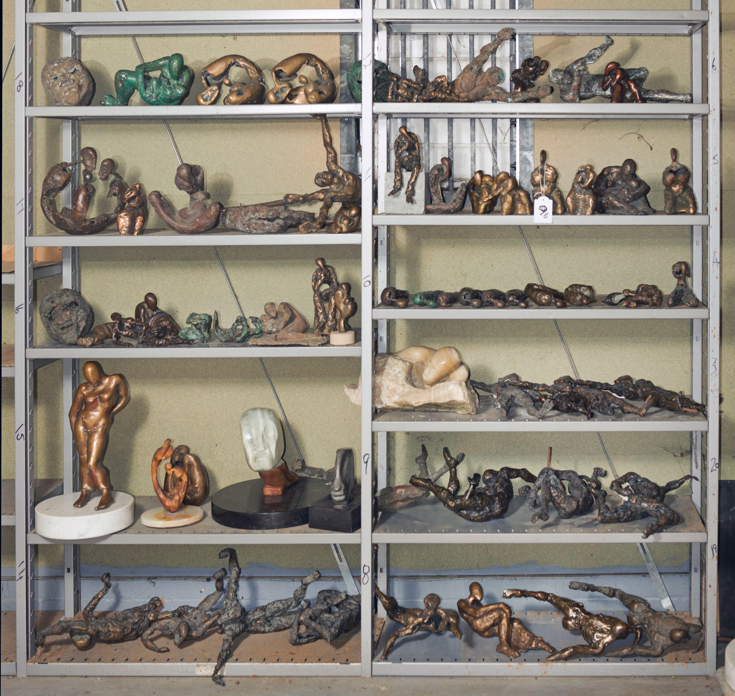 Stella Shawzin - Various complete and incomplete bronze, marble and composition studio studies: a large quantity, various sizes.