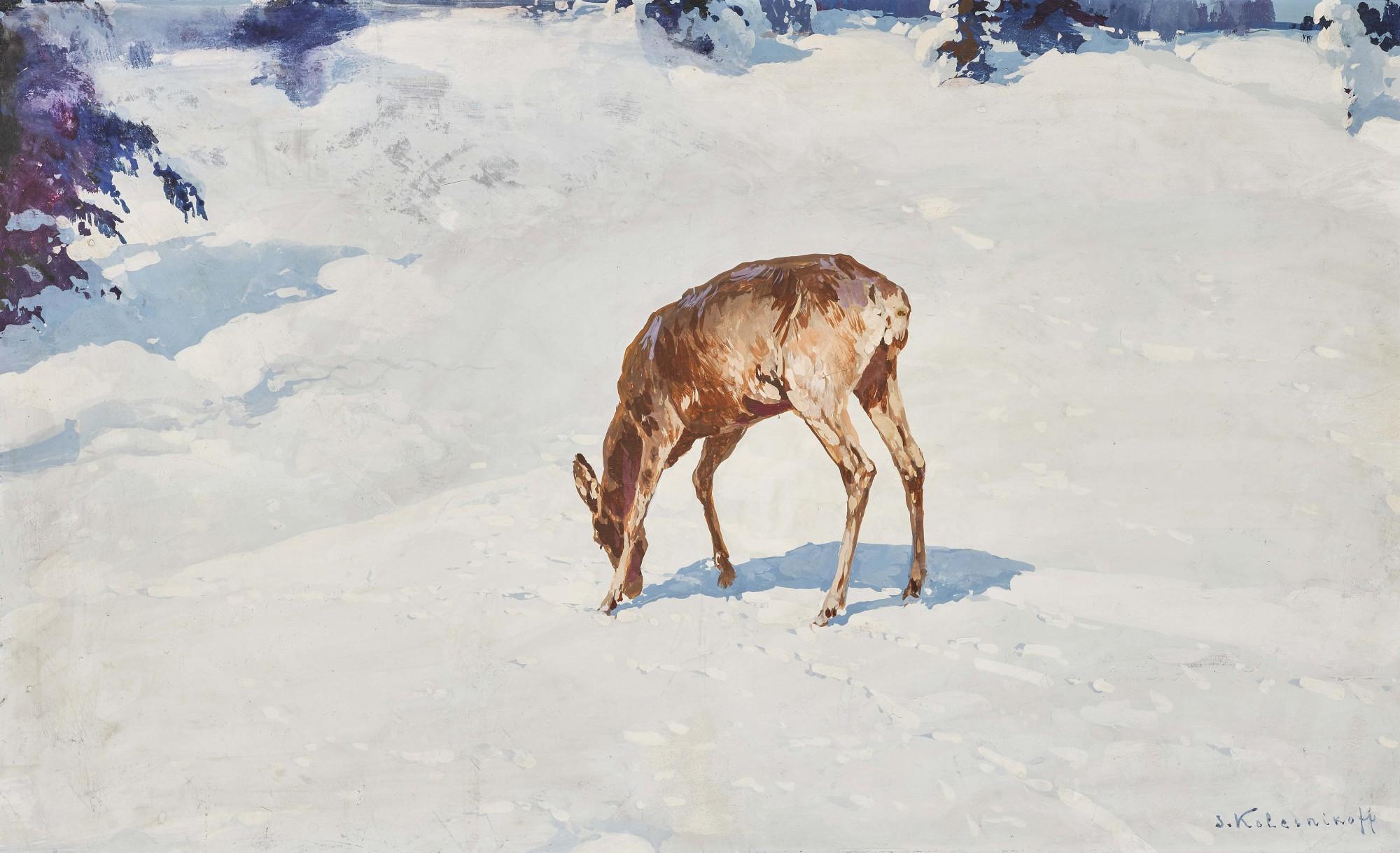 Stepan Fedorovich Kolesnikov - Deer in the Snow