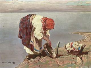 Stepan Fedorovich Kolesnikov - Peasant Woman washing Clothes
