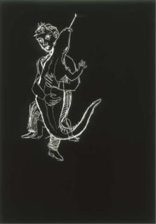 Stephan Balkenhol - Blackboard Drawing: Man and Lizard