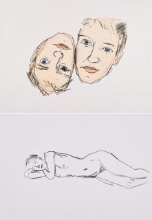 Stephan Balkenhol - Konvolut von 1 Lithografie und 1 Zeichnung.