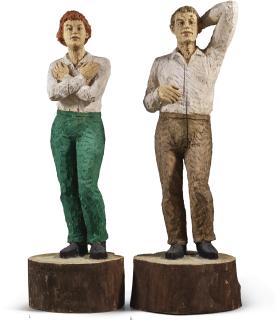 Stephan Balkenhol - Large Woman With Green Pants And Large Classical Man