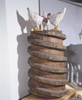 Stephan Balkenhol - Three Chickens on a Screw