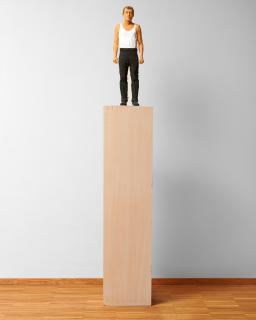 Stephan Balkenhol - Untitled (Man with white t-shirt and black trousers)