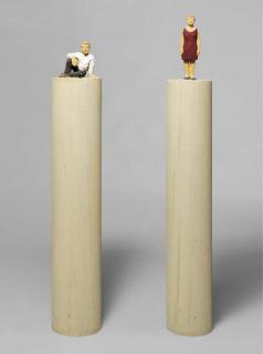 Stephan Balkenhol - Untitled (Two small figures on columns)