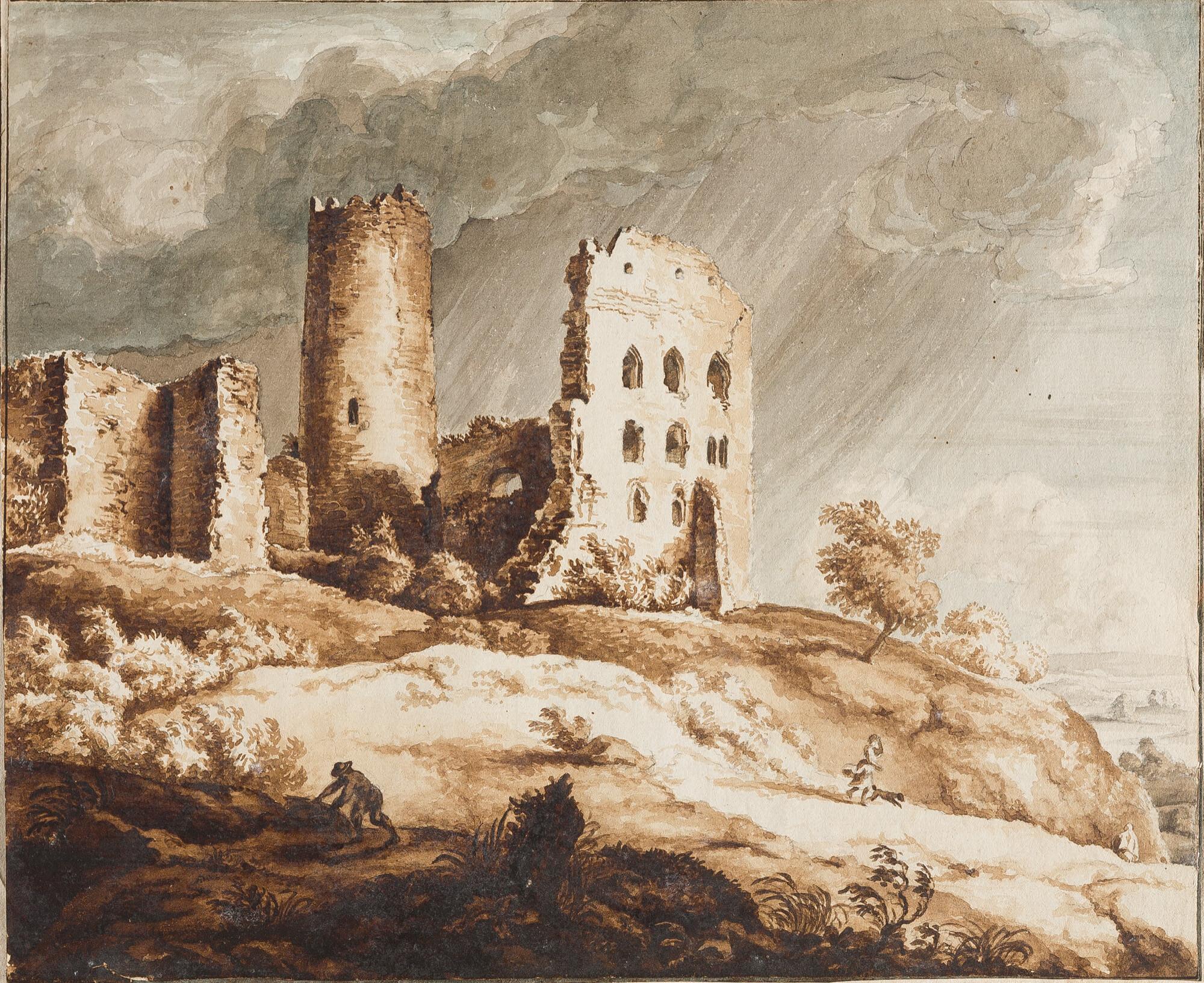 Stephan Christian Freiherr von Stengel - Burgruine bei aufziehendem Gewitter.